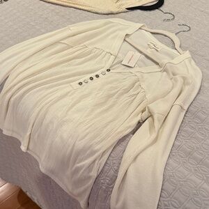 Lucky Brand Cream Button-Up Blouse